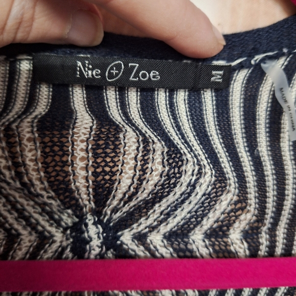 NIC+ZOE Black and White Striped Cardigan - Picture 2 of 3